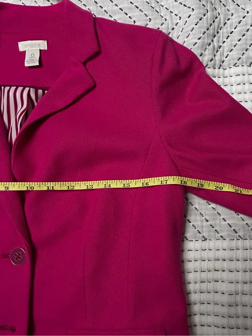 Chico's Fuchsia Zip-Accent Tailored Blazer